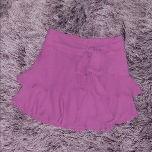 Purple ruffle mini skirt